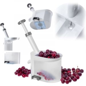 Kadax - Dénoyauteur de cerises en plastique avec grand bac de récupération - Pour une séparation rapide du noyau et de la pulpe - Blanc