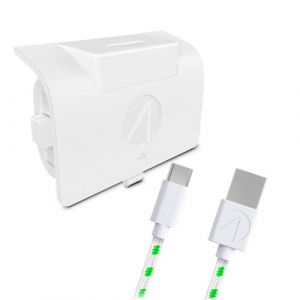 Stealth Pack Bloc Batterie Play Just For Games SX-C6 X Blanc + Charge avec câble tressé premium Blanc et Vert pour Xbox