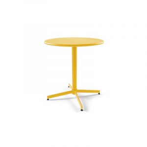 Oviala Table de jardin plateau ronde rabattable en métal Palavas Palavas - Jaune