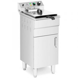 Image de Royal Catering Friteuse Électrique Professionnelle Sur Pied Inox Zone Froide Robinet 13L 5000W