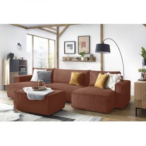 Bobochic Pouf NIHAD velours côtelé