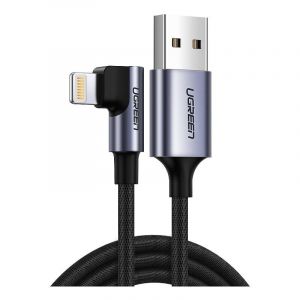 UGreen C&acirc;ble coud&eacute; pour iPhone usb - Lightning mfi 2.4A 1m noir