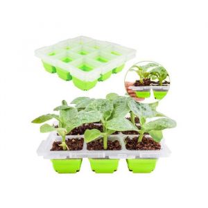 Lot de 2 mini-serres avec couvercles transparents, 18 cellules, drainage intelligent, repiquage facile, id&eacute;al semis maison