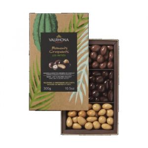Valrhona Coffret Assortiment Les Inities Amandes Et Noisettes Chocolat Noir, Lait Et Dulc