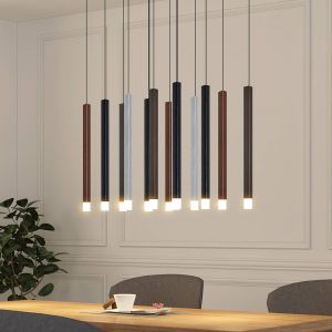 Led Suspension à intensité variable 'Stoika' en métal pour salon & salle à manger - noir, aluminium, brun café