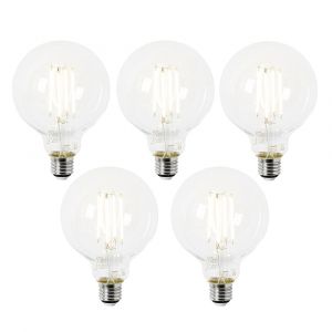 Lot de 5 ampoules LED E27 G95 transparentes 2,2 W 470 lm 2700 K