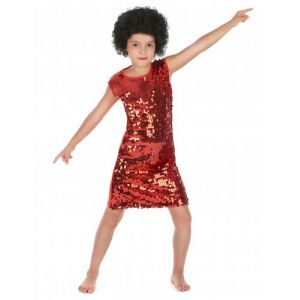 D&eacute;guisement disco fille rouge &agrave; paillettes 10 - 12 ans (L)