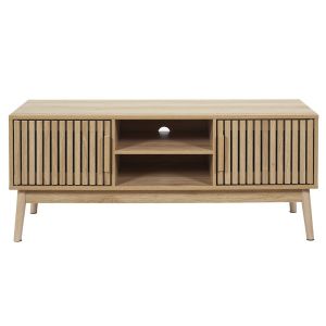 The home deco factory Meuble tv 2 portes et 2 niches de rangement - Dimensions : Longueur 114 cm x Largeur 40 cm x Hauteur 48 cm. - Marron