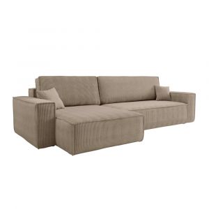 Loungitude Canapé d'angle max réversible et convertible en velours côtelé - Taupe