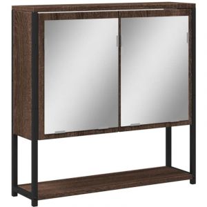 Image de VidaXL Armoire à Miroir de Salle de Bain, Placard Mural de Toilette avec Miroir, Meuble de Rangement, Moderne, Chêne Marron 842425