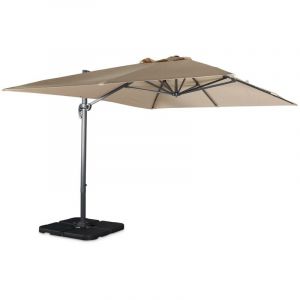 Alice's Garden Parasol d&eacute;port&eacute; rectangulaire beige 3x4m + dalles &agrave; lester 50x50cm - Beige