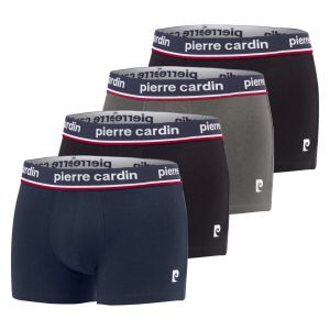 Pierre Cardin Boxer Homme Coton, Caleçon Homme Naturel et Hypoallergénique (Lot de 4), Gris/Blanc/Rouge/Noir XXL