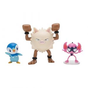 Jazwares Pokémon Pack de 3 Figurines de Combat Comprend Les Figurines de Combat Grimalin et Tiplouf de 5 cm et Colossinge de 7,5 cm