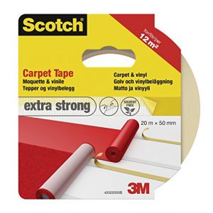 Image de Scotch 19500188362 RUBAN ADHÉSIF DOUBLE FACE POUR MOQUETTE EXTRA-FORT 50 MM X 20 M 1 ROULEAU