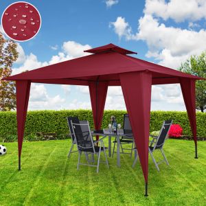 Deuba Tonnelle/Pavillon Sairee rouge tente de jardin r&eacute;ception 3,5m x 3,5m - 12,25m&sup2;