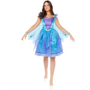 Amscan 9919022 - Women's Elegant Peacock Dress with Wings & Headpiece Adults Fancy Dress Costume Size: 14-16