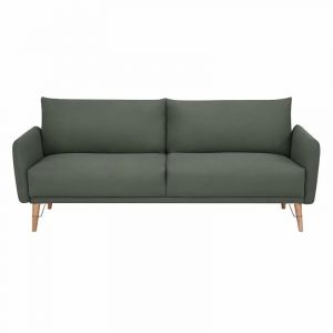 Image de Canapé convertible Clic clac Tissu vert avec piétement en bois L 200 x P 87 x 84 cm ARCO