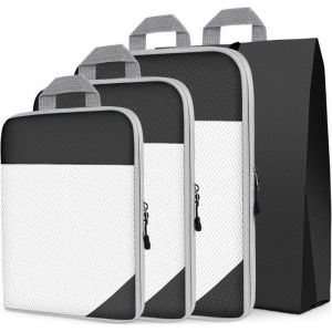 Ensemble d'organisateurs de voyage 3 sacs et housse &agrave; chaussures compacts noirs