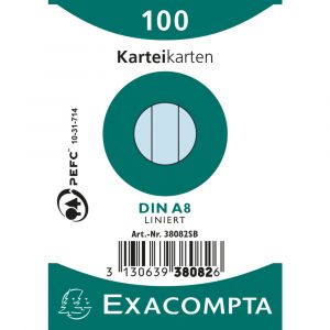 Image de Exacompta Paquet 100 fiches sous film - bristol ligné non perforé 55x74mm - Lot de 48