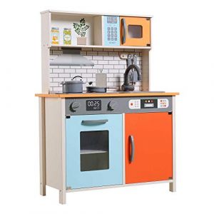 Image de No Name WOOMAX - Cuisine jouet en bois avec accessoires Orange 65x30x90 cm