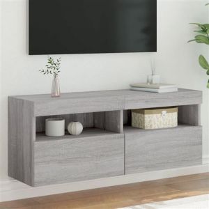 VidaXL Meuble TV mural avec lumières LED sonoma gris 100x30x40 cm