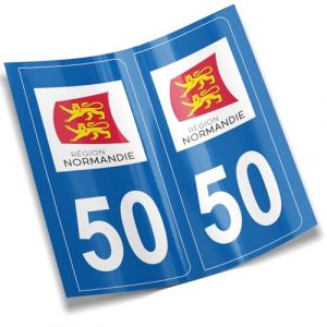 2 autocollants stickers plaque immatriculation voiture départements France