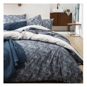 Essix Housse de couette en percale de coton bleu/vert 240x220