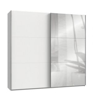 Wimex Armoire coulissante LISBETH 1 porte blanc 1 miroir 250 x 236 cm hauteur