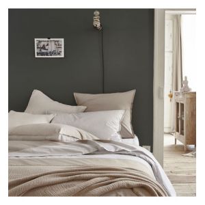 Essix Housse de couette en percale de coton gris 260x240