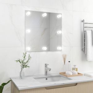 VidaXL Miroir mural avec lampes LED Carré Verre