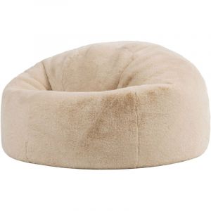 Icon Pouf classique Kingston en imitation fourrure luxueuse de lapin, Pouf Fauteuil de Salon, Chambre, pour Adulte et Enfant, Beige Naturel, OEKO-TEX