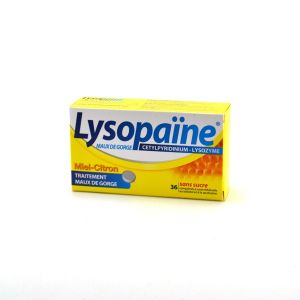 Image de Boehringer Ingelheim Lysopa&iuml;ne Miel citron - Maux de gorges - 36 comprim&eacute;s &agrave; sucer