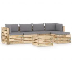 VidaXL Salon de jardin 6 pcs avec coussins Bois impr?gn? de vert