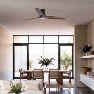 Faro Barcelona - heywood tub l Ventilateur de plafond noir avec lumi&egrave;re 33839-1TW