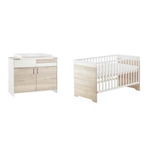 Image de Schardt Ensemble lit et commode à langer Clou Oak