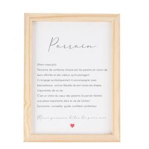 Cadre Bois Lettre Définition Parrain 14.5x19.5cm