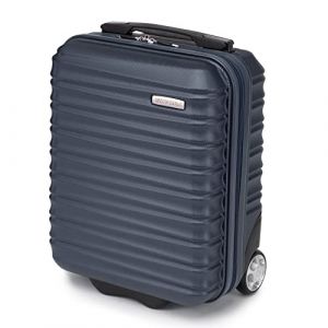 WITTCHEN Valise de Voyage Bagage à Main Valise Cabine Valise Rigide en ABS avec 4 roulettes pivotantes Serrure à Combinaison Poignée télescopique Groove Line Taille XS Bleu foncé