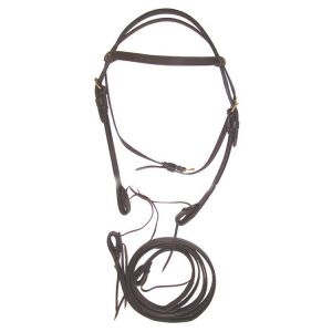 Bridon équitation western double cuir avec rênes Lakota