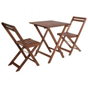 Image de Set table de bistrot et chaises, 72 X 60 Cm Bois brun foncé, 3 pièces Pro Garden