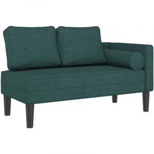 VidaXL Chaise longue avec coussins vert foncé tissu, canapé rembourré, canapé pour chambre à coucher, canapé à 2 places, canapé, siège de salon
