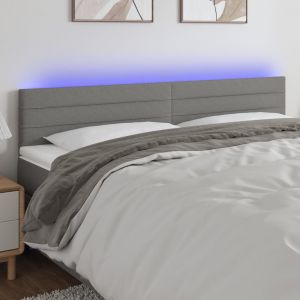 Image de VidaXL T&ecirc;te de lit &agrave; LED Gris fonc&eacute; 160x5x78/88 cm Tissu - Dark grey