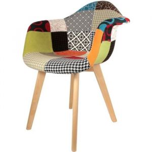 Fauteuil scandinave Patchwork H 85 cm Multicolore