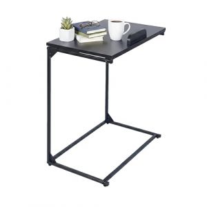Relaxdays Table d'appoint, en C, Plateau inclinable, H x L x P : 66 x 55 x 35 cm, Table pour Ordinateur Portable, Noire