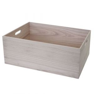 Mendler Boîte en bois HWC-C20, style shabby ~ 60x40x24cm, brun naturel