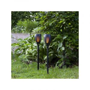 Lampe sur piquet solaire LED Flame, lot de 2