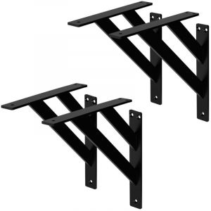 4x Equerres Etagere mural support d'angle en aluminium noir
