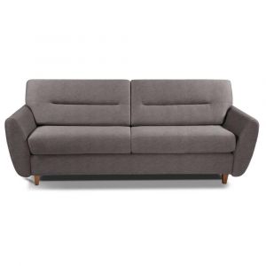 Image de Inside75 Canapé convertible système express COPENHAGUE en microfibre taupe Couchage 120cm matelas 15cm