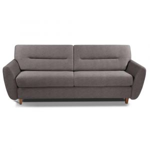 Image de Inside75 Canapé convertible système express COPENHAGUE en microfibre taupe Couchage 120cm matelas 15cm