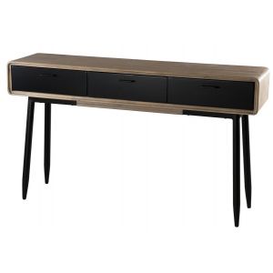 Image de House and Garden Console 3 tiroirs bois Acacia massif et acier noir Karis