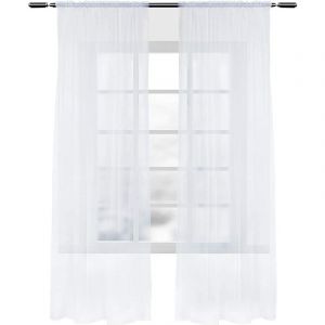 Woltu - Lot de 2 Rideaux en Voile Transparents.140x225cm Blanc VH5515ws-2